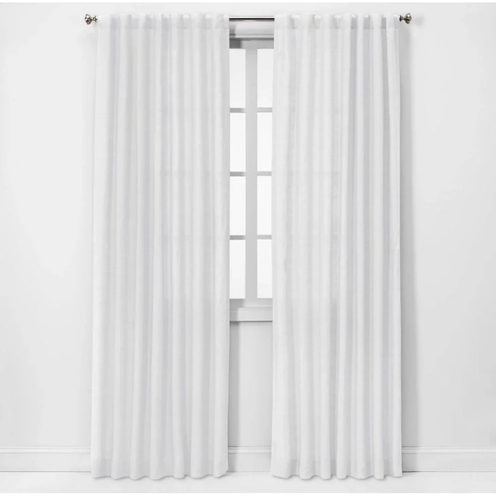 Threshold White 100 Percent Linen Curtain Panels 2 Piece 3-in-1 Hanging Style